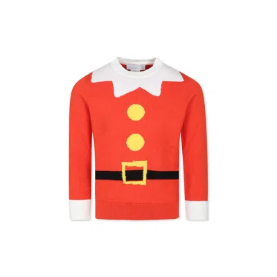 Stella Mccartney Red Sweater For Kids With Jacquard Belt