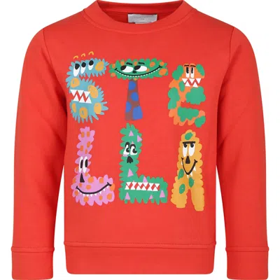 Stella Mccartney Kids' Red Sweatshirt For Boy With Logo And Monster Print