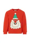 Stella Mccartney Red Sweatshirt For Kids With Santa Claus In Red