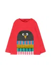 Stella Mccartney Red T-shirt For Baby Boy With Penguin In Red