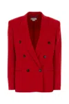 Stella Mccartney Tailored Wool Blazer Featuring Structured Shoulders In Red