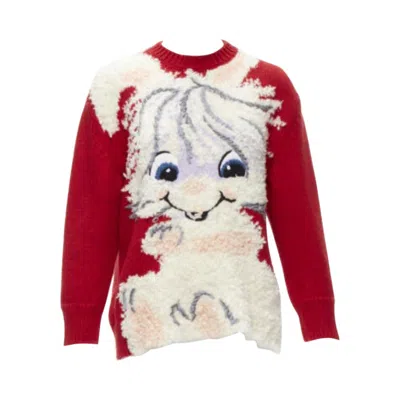 Pre-owned Stella Mccartney Red Wool Cotton Textured Bunny Sweater It34 Xxs