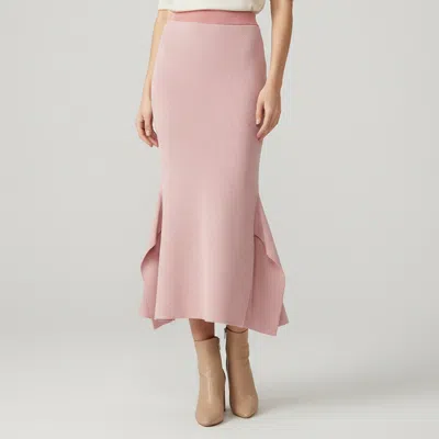 Pre-owned Stella Mccartney Red/white Rib Knit Slit Midi Skirt M
