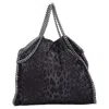 Stella Mccartney Regular Falabella Leopard Print Tote Bag In Black Faux Leather In Multi