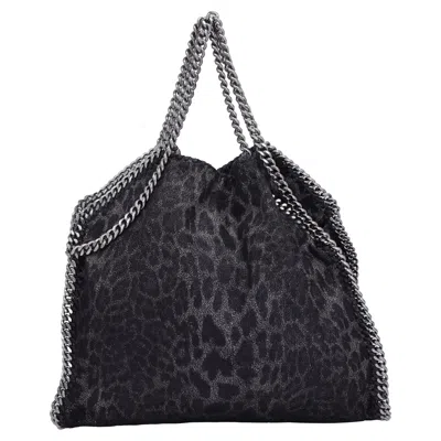 Stella Mccartney Regular Falabella Leopard Print Tote Bag In Black Faux Leather In Multi