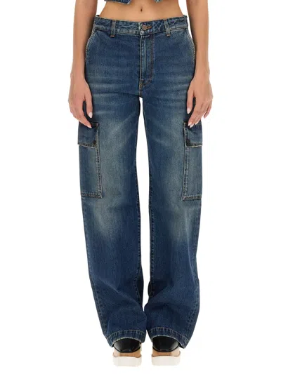 Stella Mccartney Regular Fit Cargo Jeans In Blue