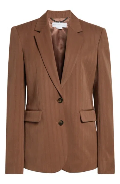 Stella Mccartney Regular Fit Stripe Wool Jacket In Brown