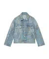 Stella Mccartney Rewild Flora Denim Jacket In Gray