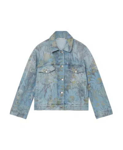 Stella Mccartney Rewild Flora Denim Jacket In Gray