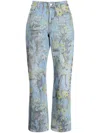Stella Mccartney Rewild Flora Denim Trousers In Blue