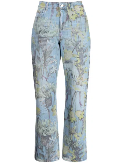 Stella Mccartney Rewild Flora Denim Trousers In Multi