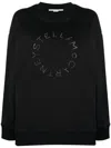 Stella Mccartney Black Rhinestone Logo Sweatshirt In Black