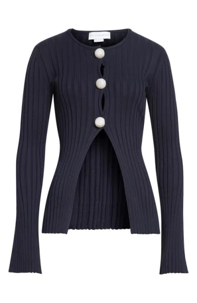 Stella Mccartney Rib Cotton Cardigan In Blue