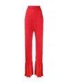 Stella Mccartney Fluted Ribbed Organic Cotton-blend Flared Pants In Red