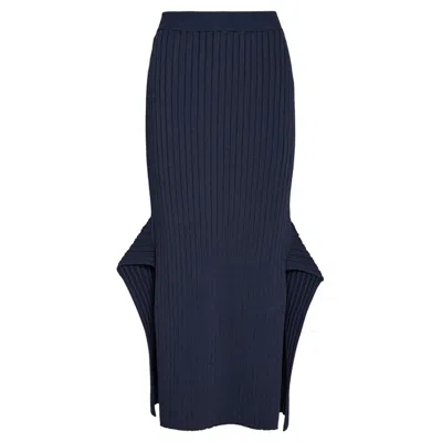 Stella Mccartney Ribbed-knit Midi Skirt In Blue