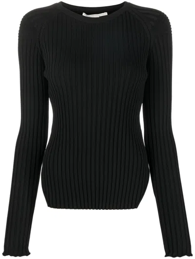 Stella Mccartney Rib-knit Long-sleeve Top In Black
