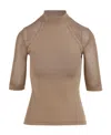 Stella Mccartney Rib Knitted Mesh Blouse In Brown