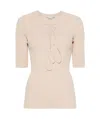 Stella Mccartney Lace-up Ribbed Top In Nude