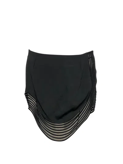 Stella Mccartney Rib Wave Pipe Skirt In Black Rayon