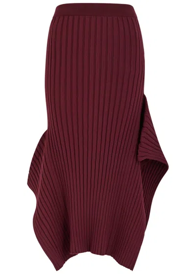 STELLA MCCARTNEY STELLA MCCARTNEY RIBBED ASYMMETRIC KNIT MIDI SKIRT