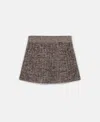 Stella Mccartney Ribbed Chunky Knit Mini Skirt In Mottled Gray