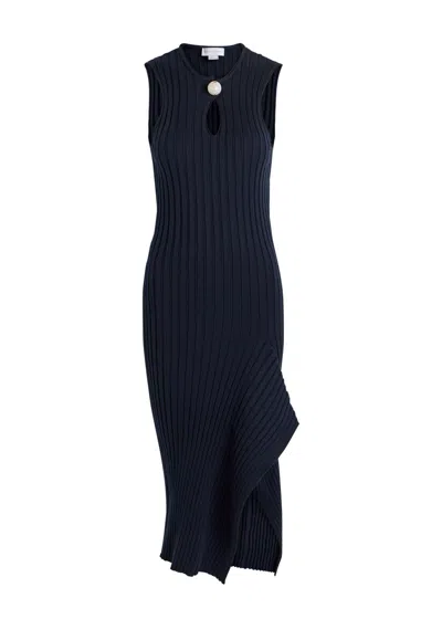 Stella Mccartney Ribbed Cotton Midi Dress In Blue