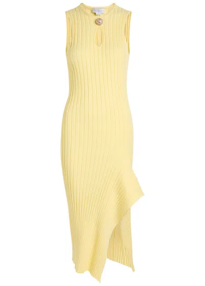 Stella Mccartney Ribbed Cotton Midi Dress In Yellow