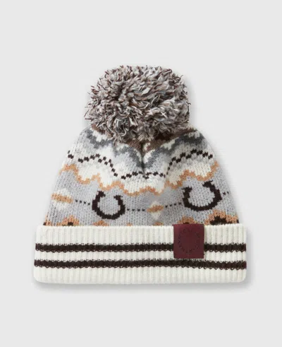 Stella Mccartney Ribbed Fairisle Logo Beanie In Brown And Cream