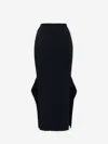 Stella Mccartney Ribbed Flared Slit Midi Skirt In Midnight Blue