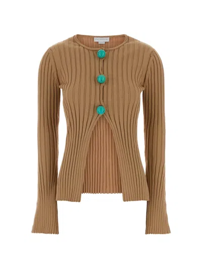 Stella Mccartney Stella Mc Cartney Camel Cotton Cardigan In Brown