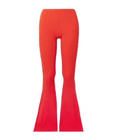 Stella Mccartney Ribbed Knit Flared Casual Pants In Red