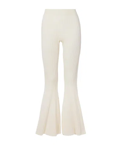 Stella Mccartney Ribbed Knit Flared Casual Pants In White