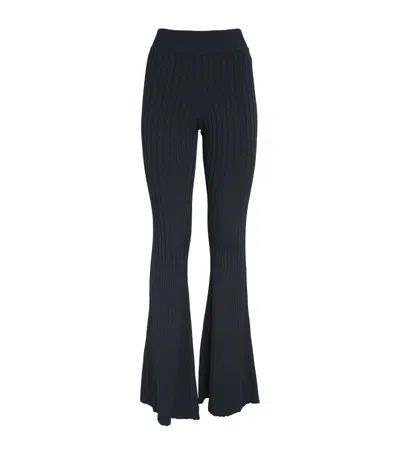 Stella Mccartney Ribbed Knit Flared Trousers In Blue