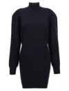 Stella Mccartney Ribbed Knit Mini Dress With High Neck In Black