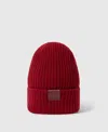 Stella Mccartney Ribbed Logo Beanie In Lipstick Red