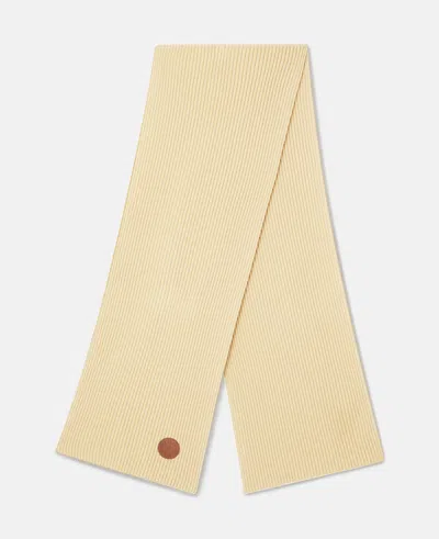 Stella Mccartney Ribbed Logo Scarf In Lemon Yellow