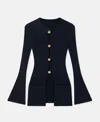 Stella Mccartney Ribbed Knit Marble-button Cardigan In Deep Navy