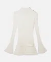 Stella Mccartney Ribbed Long Sleeve Mini Dress In Pure White