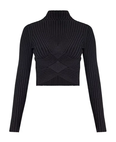 Stella Mccartney Ribbed Long-sleeved Top In Black