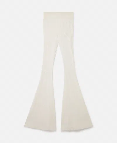 Stella Mccartney Ribbed Mid-rise Flared Pants In Pure White