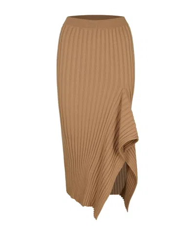 Stella Mccartney Cotton Ribbed Skirt In Brown
