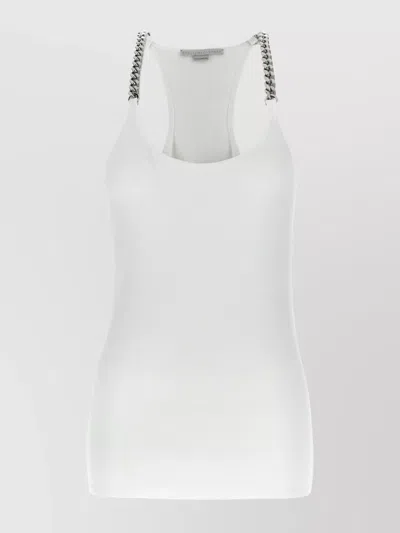 STELLA MCCARTNEY RIBBED TANK TOP WITH CHAIN STRAP DETAIL