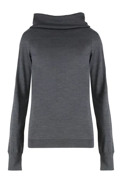 Stella Mccartney Ribbed Virgin Wool Turtleneck Sweater In Gray