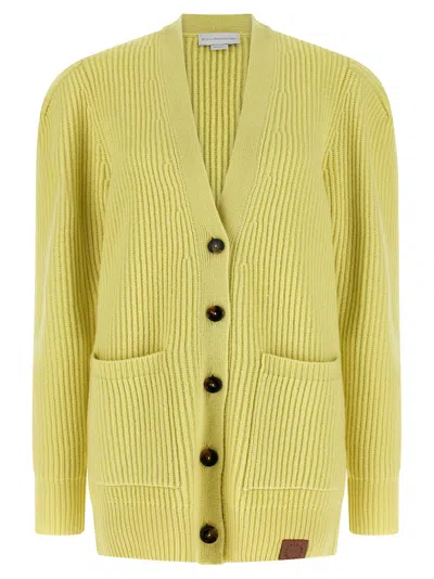 Stella Mccartney Ribbed Wool Cardigan In Yellow