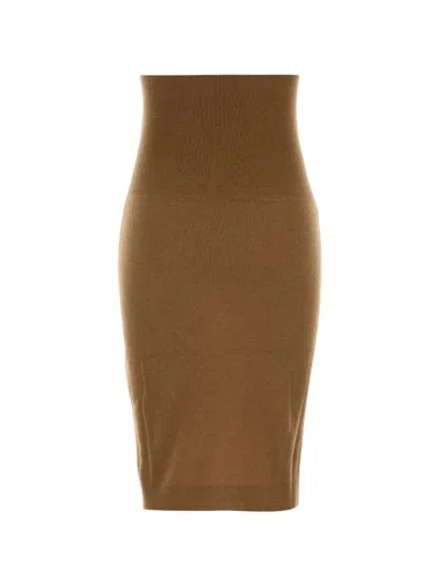 Stella Mccartney Wool Knit Pencil Skirt In Brown