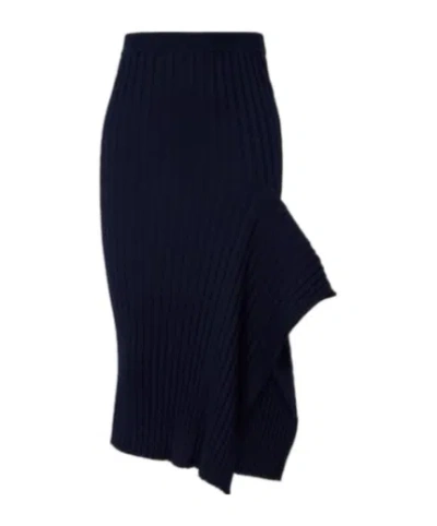 Stella Mccartney Ribbed-knit Ruffled Cotton Midi Skirt In Multi