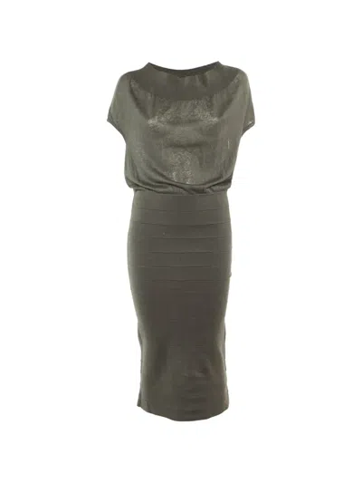 Pre-owned Stella Mccartney Ribbed-knit Short-sleeve Midi Dress In Green