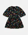 Stella Mccartney Ribbon Print Puff-sleeve Dress In Multicolour