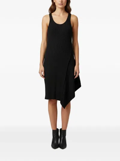 Pre-owned Stella Mccartney Rib-knit Asymmetric Midi Dress In Black
