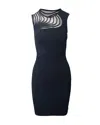 Stella Mccartney Ripple Sleeveless Knit Sheath Dress In Black Wool In Black